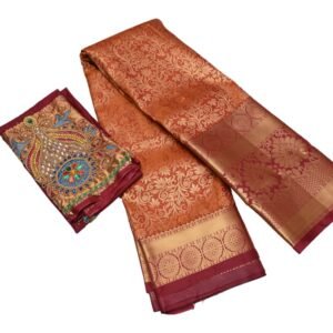 Rust Gold & Maroon Pattu Saree